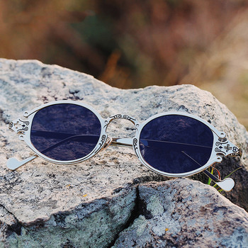Elbru Vintage Steampunk οβάλ γυαλιά ηλίου Luxury γοτθικό μεταλλικό σκελετό με χαραγμένο σκίαστρο Street Snap UV400 Γυαλιά ηλίου Αντρικό Γυναικείο