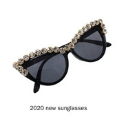 MINCL/Ochelari de soare de pisică cu jumătate de cadru de epocă, ochelari de soare pentru femei, cu diamante mari, de designer, cu strasuri, ochelari de soare treptat pentru femei, nuanțe NX