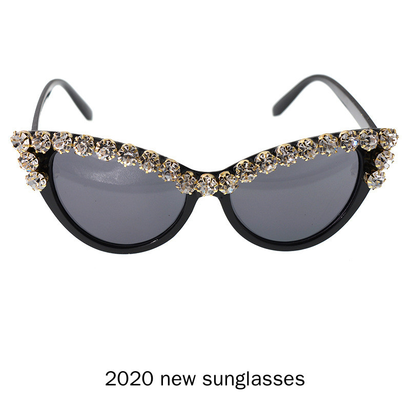 MINCL/Ochelari de soare de pisică cu jumătate de cadru de epocă, ochelari de soare pentru femei, cu diamante mari, de designer, cu strasuri, ochelari de soare treptat pentru femei, nuanțe NX