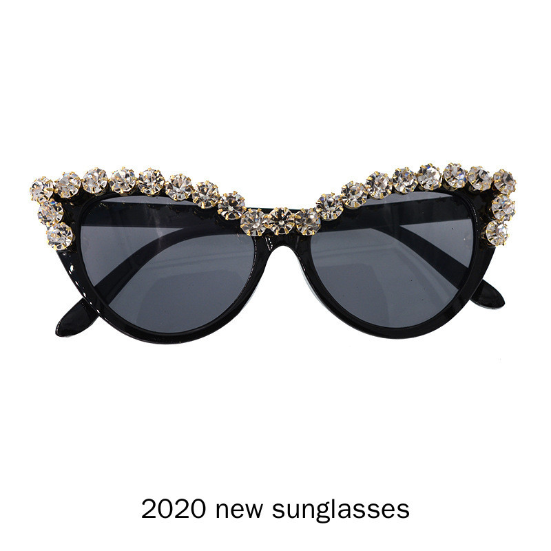 MINCL/Ochelari de soare de pisică cu jumătate de cadru de epocă, ochelari de soare pentru femei, cu diamante mari, de designer, cu strasuri, ochelari de soare treptat pentru femei, nuanțe NX