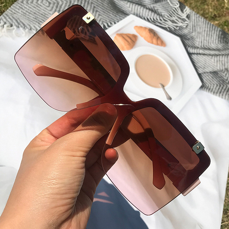 Jedinstvene poluokvirne četvrtaste sunčane naočale za žene Novi luksuzni brend Gradijent sunčane naočale Muške velike hip hop Uv400 naočale