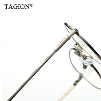 TAGION Алуминиева рамка Кръгли очила за четене Винтидж Anti Blue компютърни очила Прозрачни стъкла Модни очила 8627