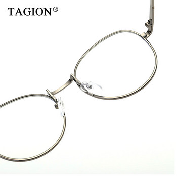 TAGION Σκελετός από κράμα Στρογγυλά γυαλιά ανάγνωσης Vintage Anti Blue Computer Goggles Clear Lenses Fashion Eyewear 8627
