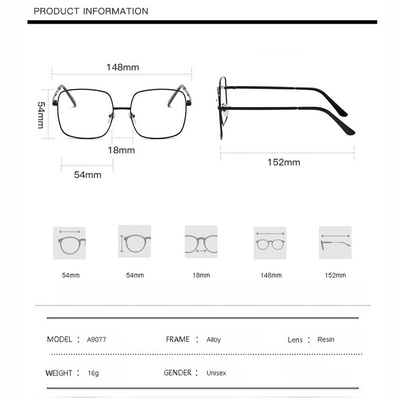 Унисекс Anti Blue Ray фотохромни сиви очила, Blu Light Blocking Goggles слънчеви очила, диоптрични стъклени рамки A9077