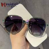 2022 Поляризирани слънчеви очила Дамски модни кръгли луксозни маркови слънчеви очила Rhineston Eyewear UV400 gafas de sol mujer