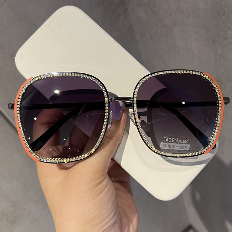 Ochelari de soare polarizați 2022, ochelari de soare rotunzi de lux cu design de marcă, ochelari de soare cu stras UV400, ochelari de soare pentru femeie