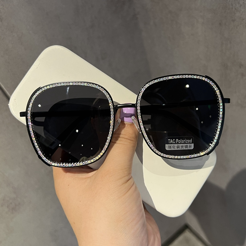 Ochelari de soare polarizați 2022, ochelari de soare rotunzi de lux cu design de marcă, ochelari de soare cu stras UV400, ochelari de soare pentru femeie