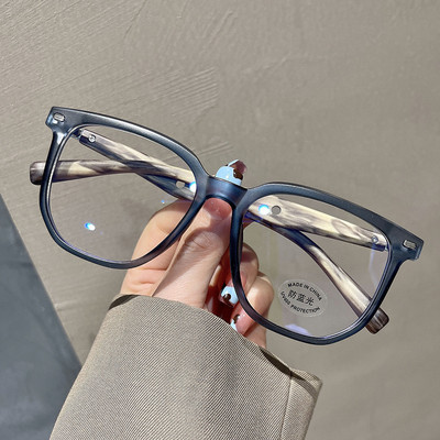 Oulylan Дамски модни рамки за очила Vintage TR90 Anti Blue Ligth Рамки за очила Мъжки ретро квадратни дървени крака Очила