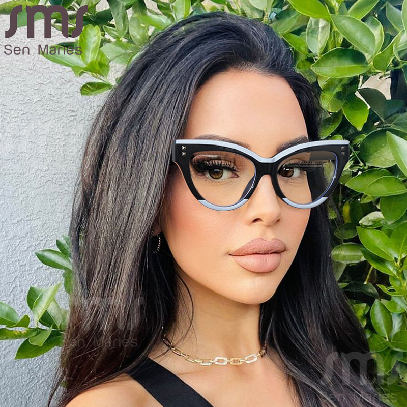 Nauji Cat Eye Kompiuteriniai akiniai Moteriški Mėlyną Šviesą Blokuojantys Optiniai Akinių Rėmeliai Vintažiniai Anti Blue Ray Madingi akiniai