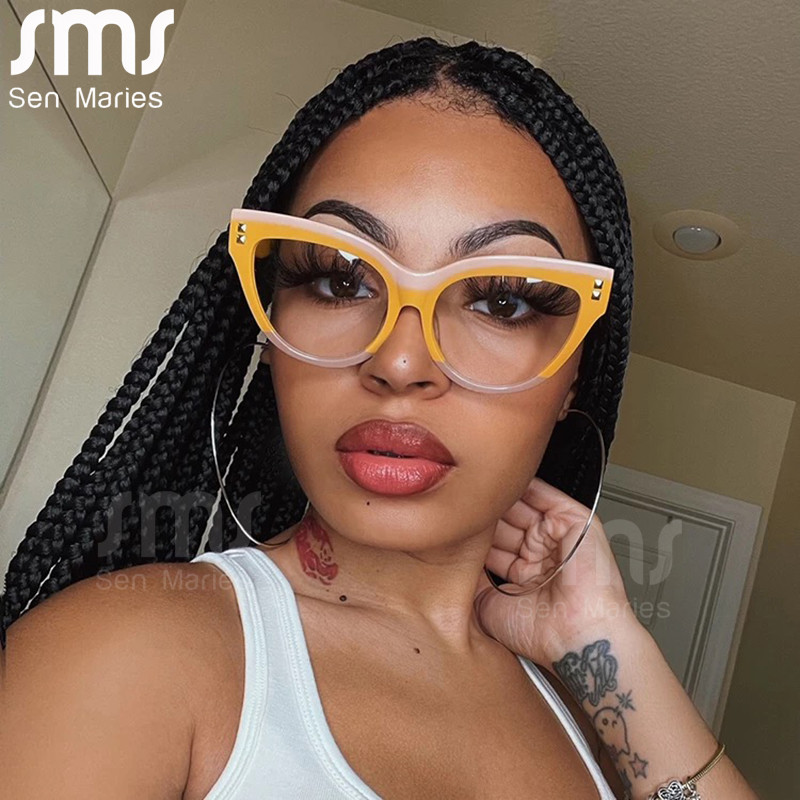 Nauji Cat Eye Kompiuteriniai akiniai Moteriški Mėlyną Šviesą Blokuojantys Optiniai Akinių Rėmeliai Vintažiniai Anti Blue Ray Madingi akiniai