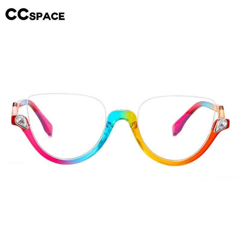 45159 Ochi de pisică semi-fără montură, anti albastru pentru femei, ochelari, rame, cristal, diamante, ochelari de vedere, ochelari de modă pentru femei