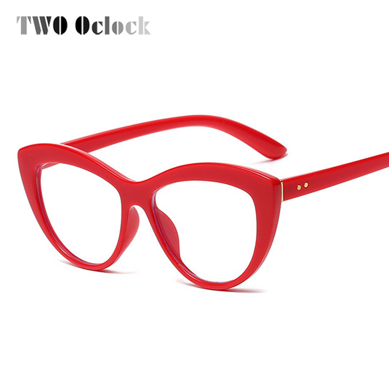 Senovinių moteriškų akinių rėmeliai Madingi raudoni akiniai Kompiuterio apsauga Katės akių rėmelis Trumparegystė Optic Prescription 0 Dioptrijų rėmeliai