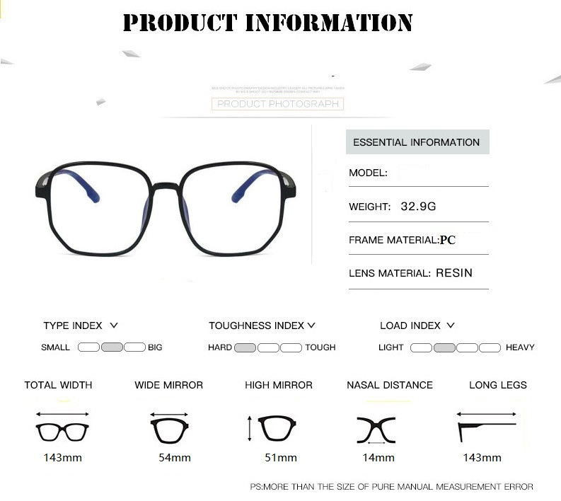 Trendovi 2021. Anti-plavo svjetlo Prevelike naočale Računalo Žene Plavo blokiranje Gaming Muškarci Prozirne naočale Okviri za naočale