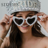 Ochelari de soare cu inimă la modă, pentru femei, 2022, de designer de marcă, ochelari de soare supradimensionați de perle pentru femei, nuanțe cu lentile degradate Ochelari pentru ochi Hip Hop