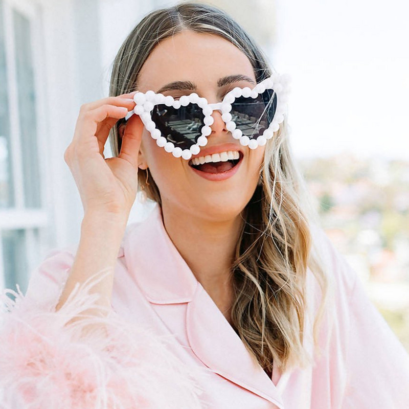 Ochelari de soare cu inimă la modă, pentru femei, 2022, de designer de marcă, ochelari de soare supradimensionați de perle pentru femei, nuanțe cu lentile degradate Ochelari pentru ochi Hip Hop