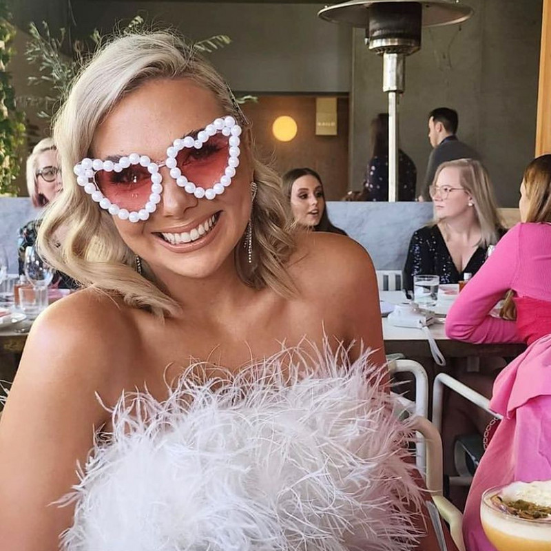 Ochelari de soare cu inimă la modă, pentru femei, 2022, de designer de marcă, ochelari de soare supradimensionați de perle pentru femei, nuanțe cu lentile degradate Ochelari pentru ochi Hip Hop