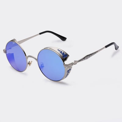 AOFLY Steampunk Vintage Sunglass Fashion apvalūs akiniai nuo saulės moteriški prekės ženklo dizainerio metalo raižybos akiniai nuo saulės vyriški oculos de sol S1635
