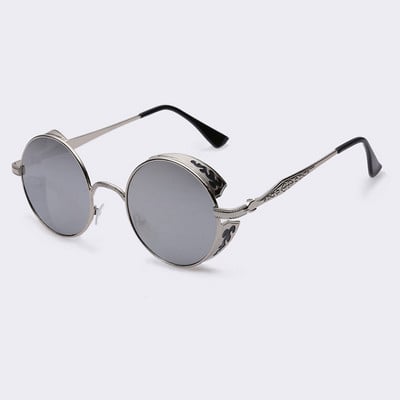 AOFLY Steampunk Vintage Sunglass Fashion apvalūs akiniai nuo saulės moteriški prekės ženklo dizainerio metalo raižybos akiniai nuo saulės vyriški oculos de sol S1635