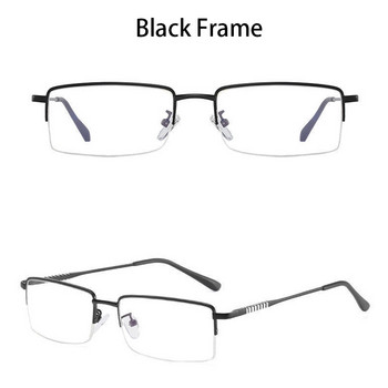 Umanco Квадратни очила за компютър с половин рамка за мъже Филтър за синя светлина Черна рамка от сплав Оптични очила Диоптрични очила 0
