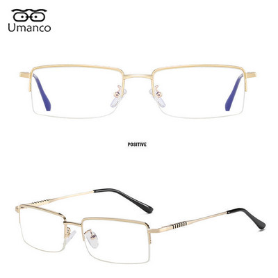 Umanco četvrtaste računalne naočale s poluokvirom za muškarce Filter plave svjetlosti Okvir od crne legure Optičke naočale Dioptrijske naočale 0