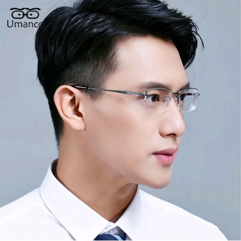 Umanco četvrtaste računalne naočale s poluokvirom za muškarce Filter plave svjetlosti Okvir od crne legure Optičke naočale Dioptrijske naočale 0