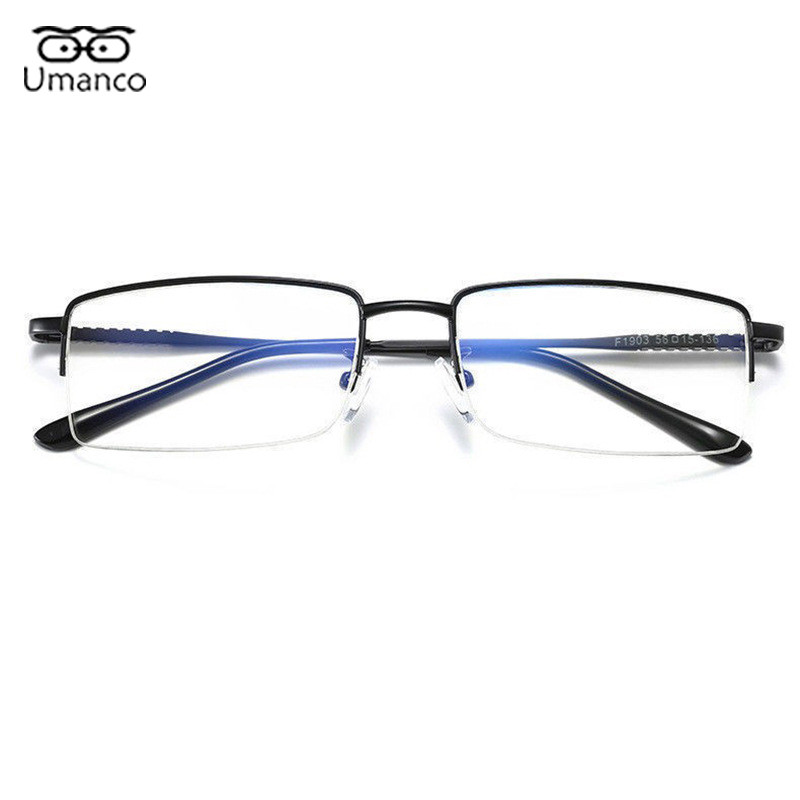 Umanco četvrtaste računalne naočale s poluokvirom za muškarce Filter plave svjetlosti Okvir od crne legure Optičke naočale Dioptrijske naočale 0