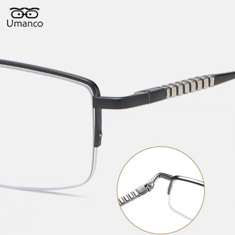 Umanco četvrtaste računalne naočale s poluokvirom za muškarce Filter plave svjetlosti Okvir od crne legure Optičke naočale Dioptrijske naočale 0