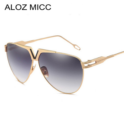 ALOZ MICC Letné Retro Pilot Slnečné Okuliare Pánske Dámske Značkové Dizajnové Kovové Veľké Rámy Módne Unisex Slnečné Okuliare UV400 Oculos Q560