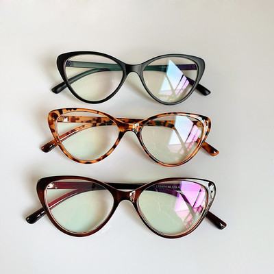 Модерна рамка за очила Анти синя светлина Очила Котешко око Дамски маркови дизайнерски очила Optical Myopia Nerd Черни лилави очила
