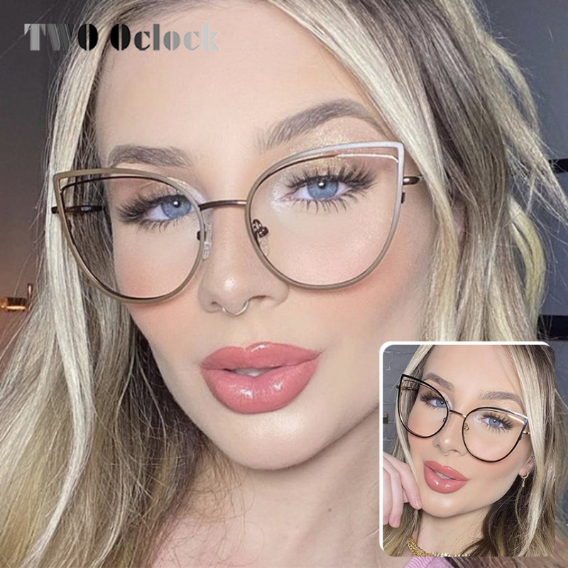2022 m. prabangūs prekės ženklo kačių akių akinių rėmeliai moterims madingi optiniai rėmeliai, skaidrūs lęšiai, nereceptiniai akiniai moterims