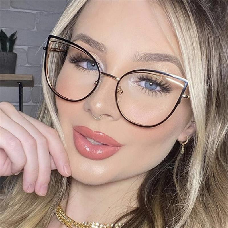Metaliniai Cat Eye Anti Blue Light Akinių rėmeliai Moteriški Vyrai Klasikiniai Akinių Rėmeliai Skaidrūs Kompiuteriniai Akiniai Oculos Feminino