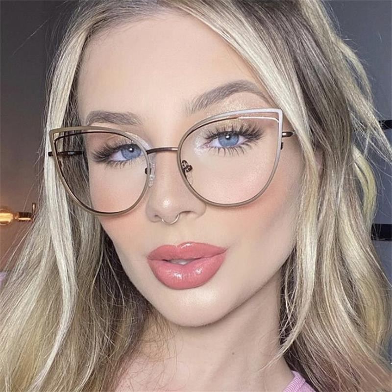 Metaliniai Cat Eye Anti Blue Light Akinių rėmeliai Moteriški Vyrai Klasikiniai Akinių Rėmeliai Skaidrūs Kompiuteriniai Akiniai Oculos Feminino