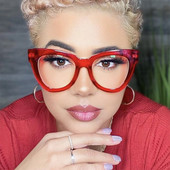 Seksikas punaste kassisilmade prillide raam Suuremõõtmeline optiline arvuti Moodprillide raamid naistele Disainer luksuslikud prillid naistele