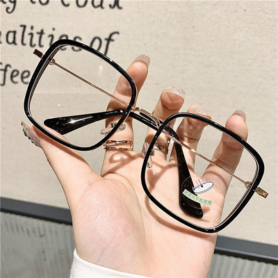 Ochelari anti-lumină albastră, femei, bărbați, ochelari de metal, ochelari clari, ochelari optici, cadru pătrat, lentile transparente, unisex