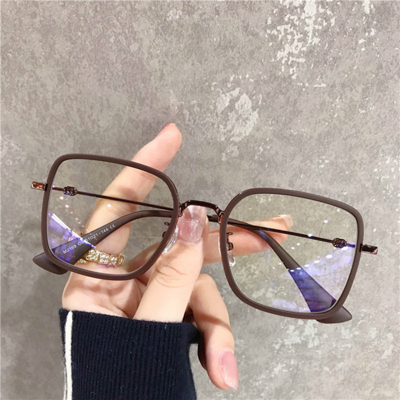 Ochelari anti-lumină albastră, femei, bărbați, ochelari de metal, ochelari clari, ochelari optici, cadru pătrat, lentile transparente, unisex