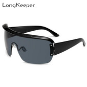 LongKeeper Ochelari de soare sport pentru femei dintr-o singură bucată Forma de mască supradimensionată Vizor Ochelari de soare Moda bărbați Ochelari de protecție împotriva vântului