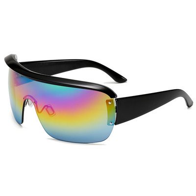 LongKeeper Ochelari de soare sport pentru femei dintr-o singură bucată Forma de mască supradimensionată Vizor Ochelari de soare Moda bărbați Ochelari de protecție împotriva vântului