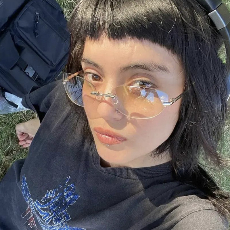 2000-ih Retro sunčane naočale bez okvira Ženske luksuzne male okrugle sunčane naočale Y2k UV400 Ženske 2022 Nove modne nijanse naočala