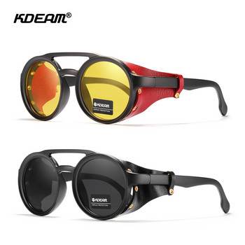 KDEAM Retro Vintage Steampunk слънчеви очила Мъже Жени Спорт на открито Punk Gafas de sol Reggae Glasses Leather Twin Bridge UV400