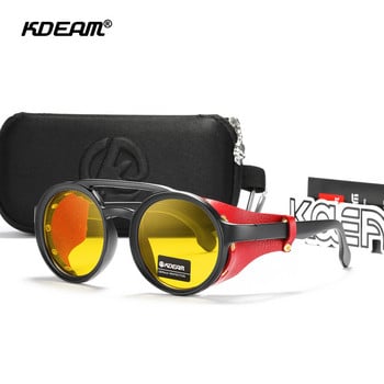 KDEAM Retro Vintage Steampunk слънчеви очила Мъже Жени Спорт на открито Punk Gafas de sol Reggae Glasses Leather Twin Bridge UV400