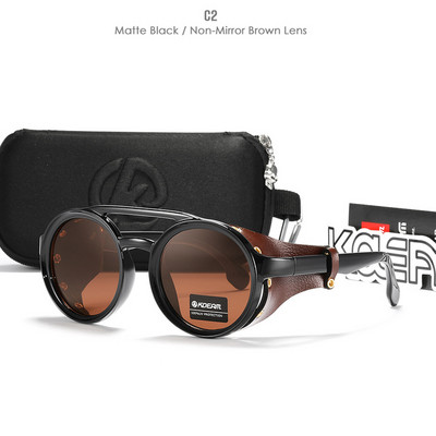 KDEAM Retro Vintage Steampunk слънчеви очила Мъже Жени Спорт на открито Punk Gafas de sol Reggae Glasses Leather Twin Bridge UV400