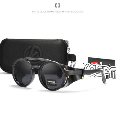 KDEAM Retro Vintage Steampunk слънчеви очила Мъже Жени Спорт на открито Punk Gafas de sol Reggae Glasses Leather Twin Bridge UV400