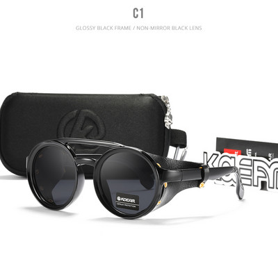KDEAM Retro Vintage Steampunk слънчеви очила Мъже Жени Спорт на открито Punk Gafas de sol Reggae Glasses Leather Twin Bridge UV400