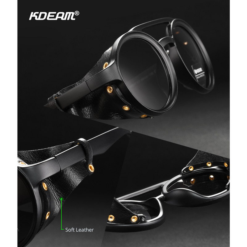 KDEAM Retro Vintage Steampunk слънчеви очила Мъже Жени Спорт на открито Punk Gafas de sol Reggae Glasses Leather Twin Bridge UV400