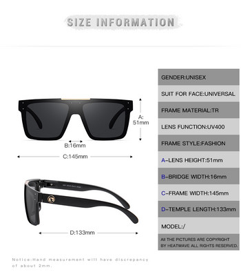 HOT WAVE Blue Mirror Ανδρικά γυαλιά ηλίου Polarized Ανδρικά γυαλιά ηλίου με ακτίνες UV Vintage Fashion Square Ανδρικά γυαλιά ηλίου HW03