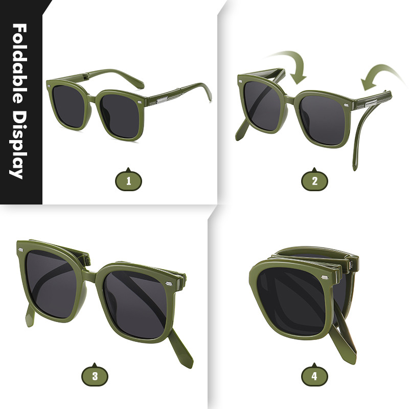 LIOUMO Ochelari de soare portabili, pliabili, pentru femei, polarizați, pentru bărbați, ochelari de soare de lux, pliabili, UV400, pentru șofat