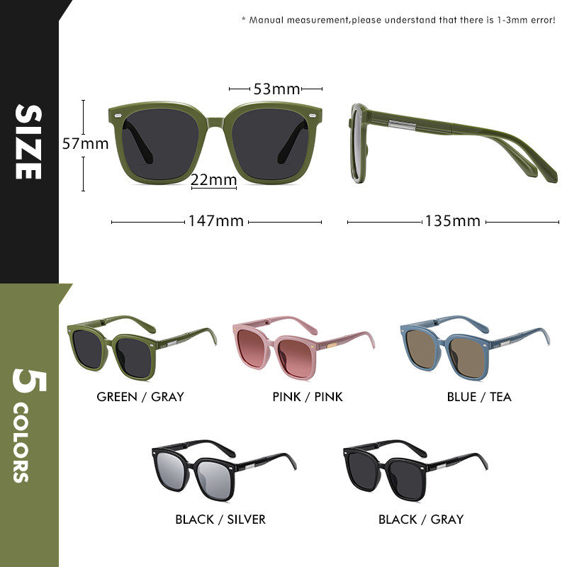 LIOUMO Ochelari de soare portabili, pliabili, pentru femei, polarizați, pentru bărbați, ochelari de soare de lux, pliabili, UV400, pentru șofat