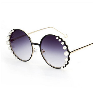HBK Ochelari de soare rotunji cu perle Modis Oculos De Sol feminino 2019 de lux Vintage Femei Ochelari de soare de designer de brand Gradient UV400