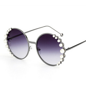 HBK Ochelari de soare rotunji cu perle Modis Oculos De Sol feminino 2019 de lux Vintage Femei Ochelari de soare de designer de brand Gradient UV400