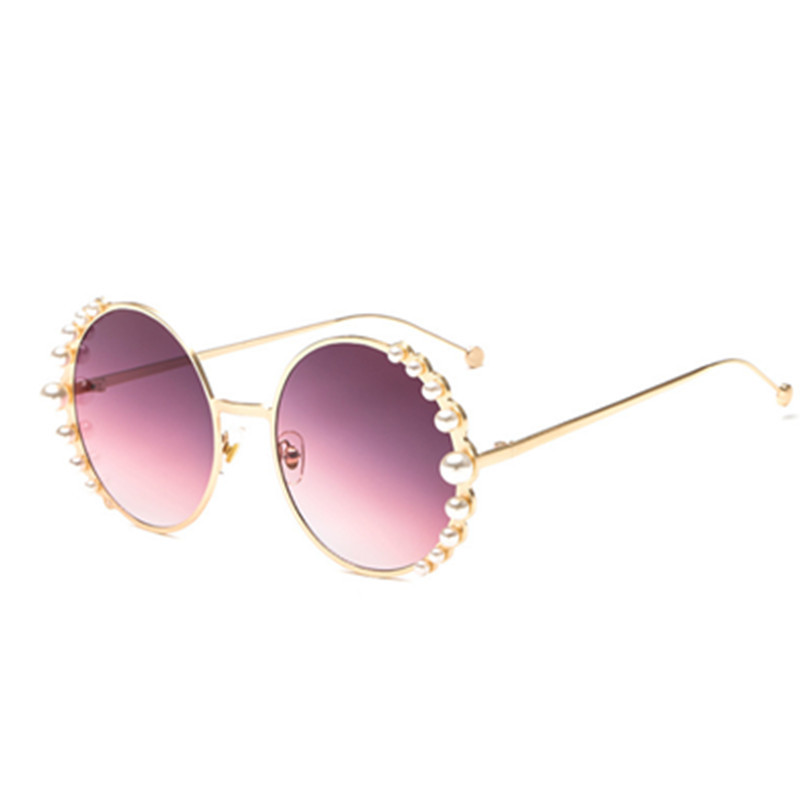 HBK Ochelari de soare rotunji cu perle Modis Oculos De Sol feminino 2019 de lux Vintage Femei Ochelari de soare de designer de brand Gradient UV400